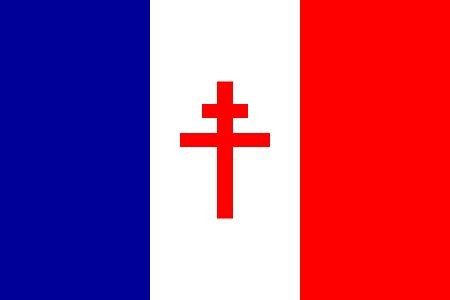 The flag of Free France, which contains the Cross of Lorraine