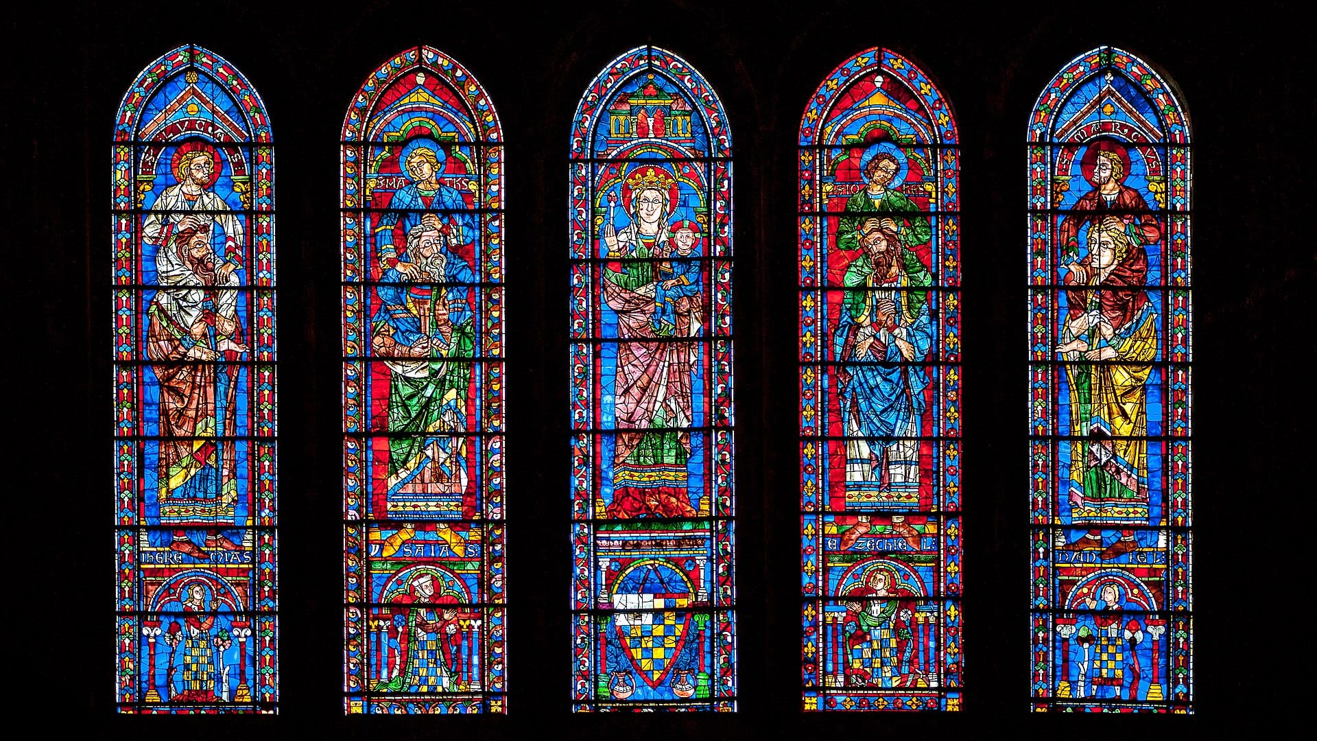 Stained glass windows at Chartres Cathedral