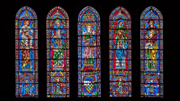 Stained glass windows at Chartres Cathedral